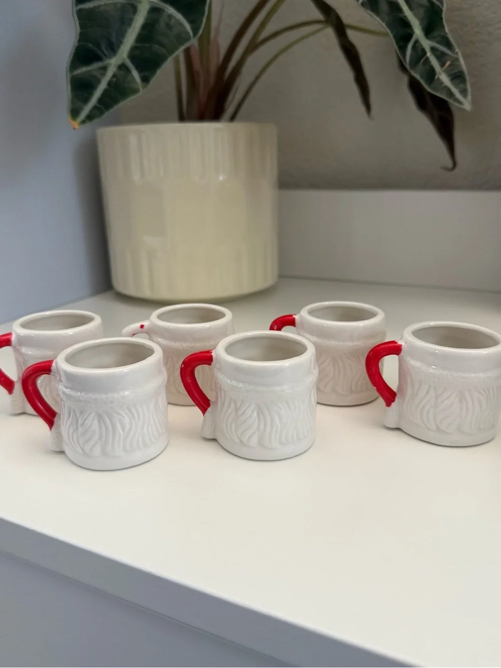 Festive Santa Face Mini Ceramic Espresso Mugs - Set of 6